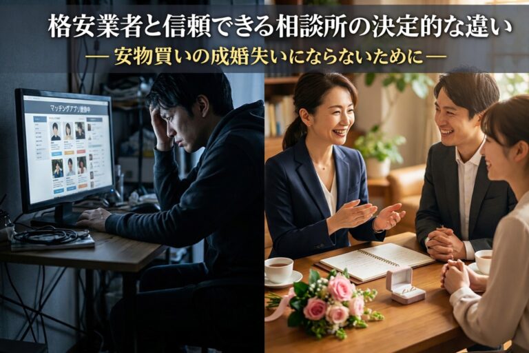 結婚相談所の選び方：格安業者と信頼できる相談所の「決定的な違い」とは？安物買いの成婚失いにならないために