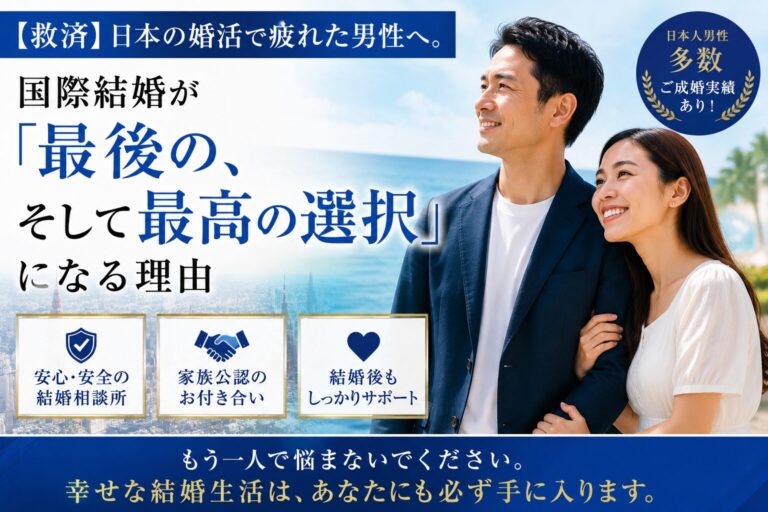 【救済】日本の婚活で疲れた男性へ。国際結婚が「最後の、そして最高の選択」になる理由
