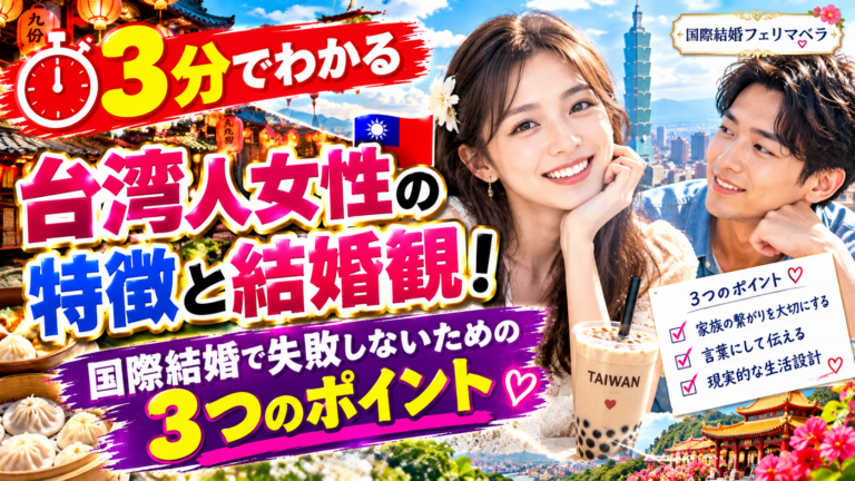 【3分でわかる】台湾人女性の特徴と結婚観！国際結婚で失敗しないための3つのポイント