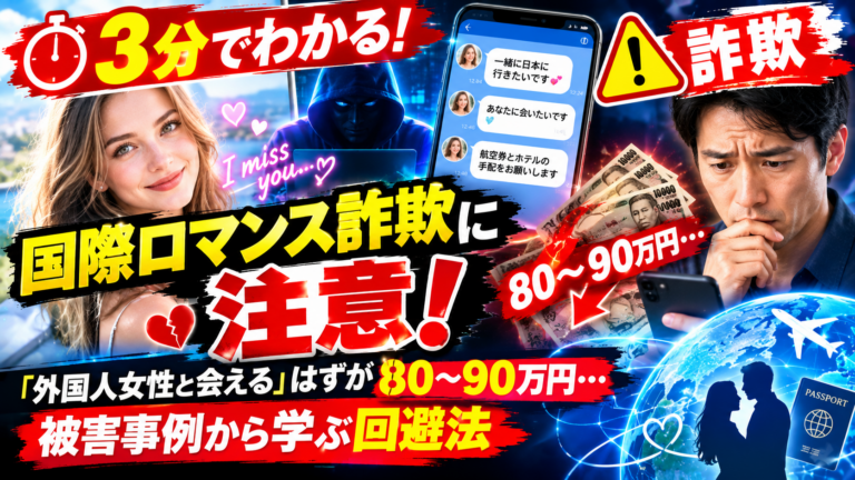 【3分でわかる】国際ロマンス詐欺に注意！「外国人女性と会える」はずが80～90万円…被害事例から学ぶ回避法